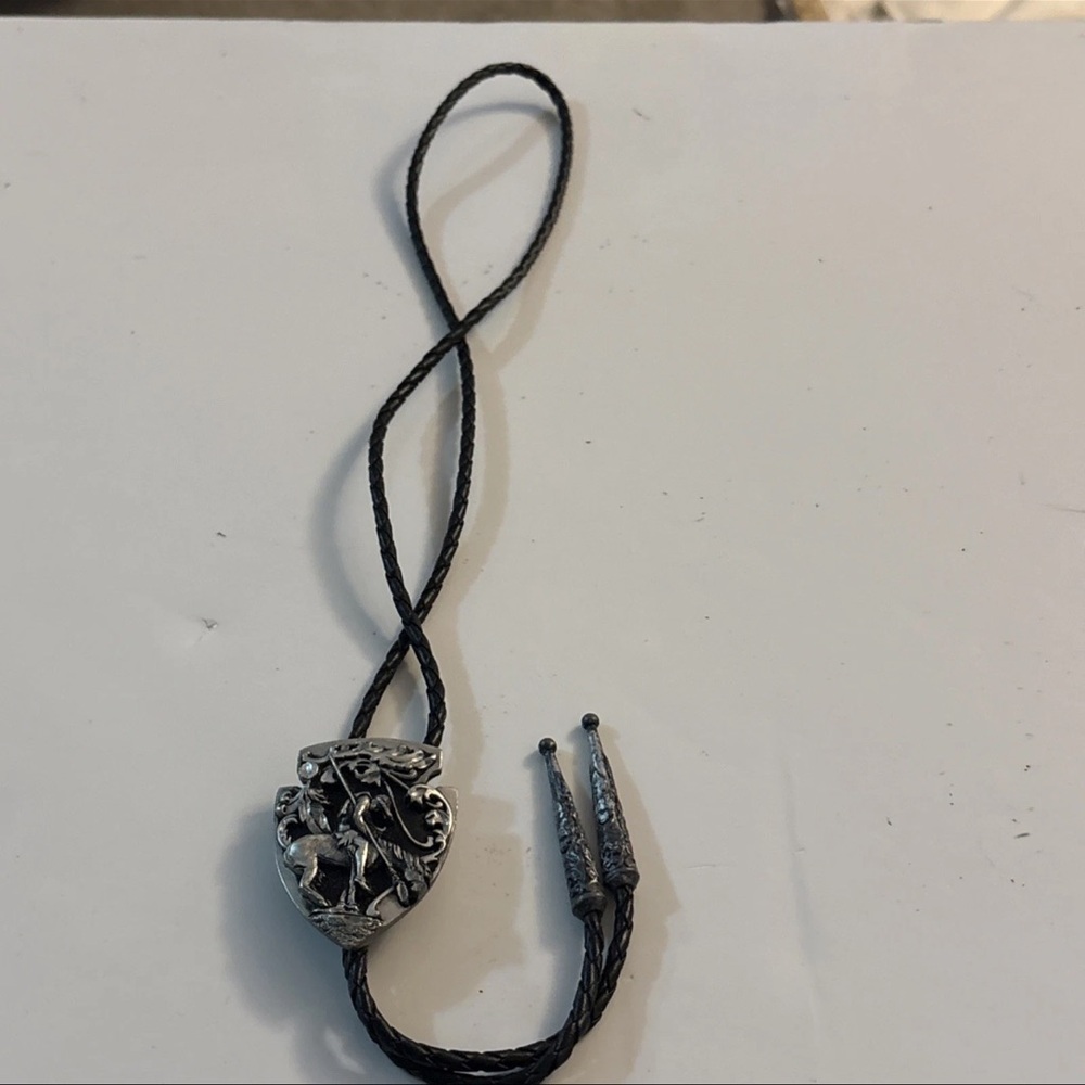 End of Trail Horse Bolo Tie Adjustable 36 inch Cord Antique Silver Made in USA - Picture 5 of 12